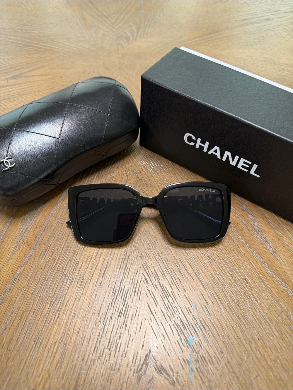 CHANEL Black Oversized Square Sunglasses